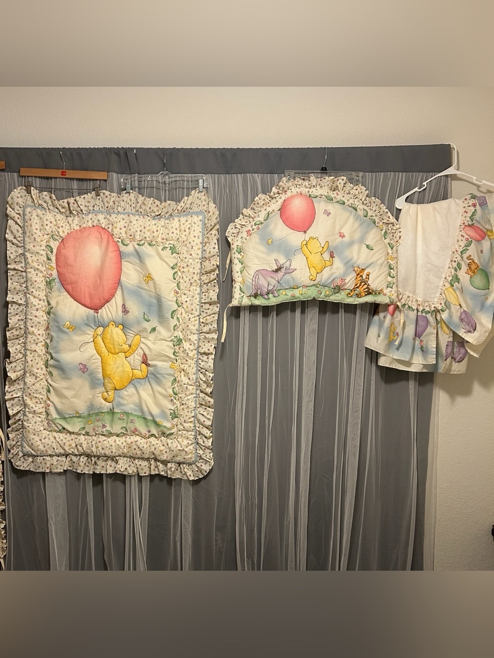 Vintage 1999 Disney Winnie the Pooh Baby Crib Bedding Set - 3 piece nursery set